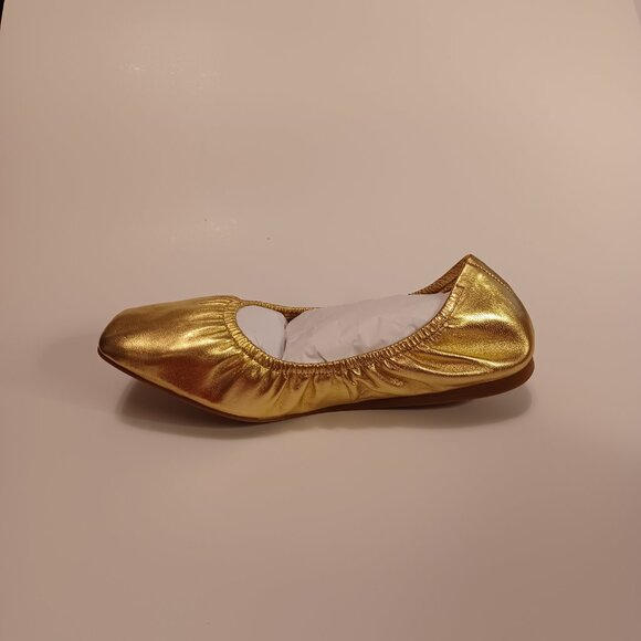 New Vince Camuto Gold Leather Ballet Slippers Shoes - Picture 4 of 8